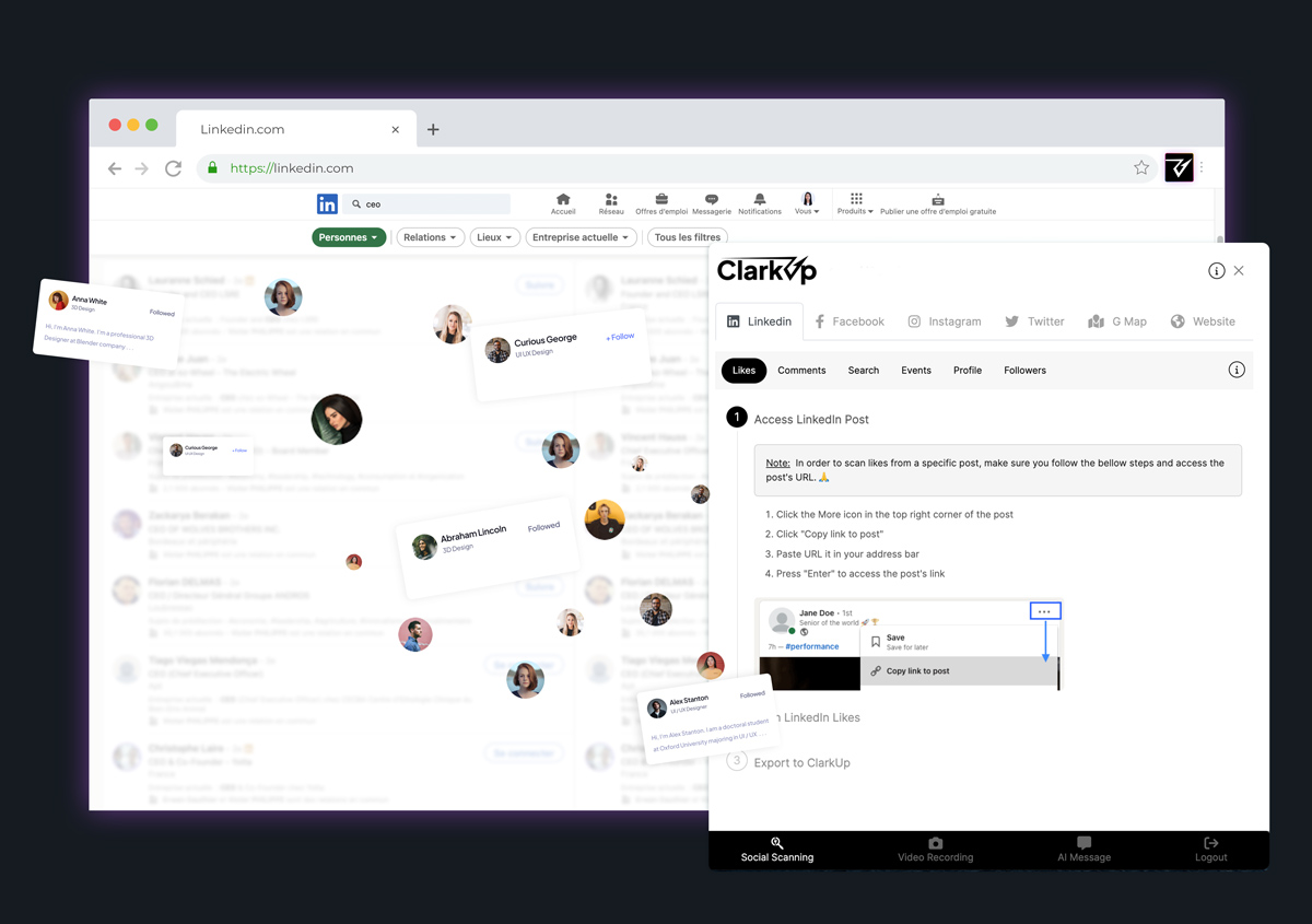 ClarkUp importation prospects depuis linkedin ClarkUp importer des prospects depuis linkedin
