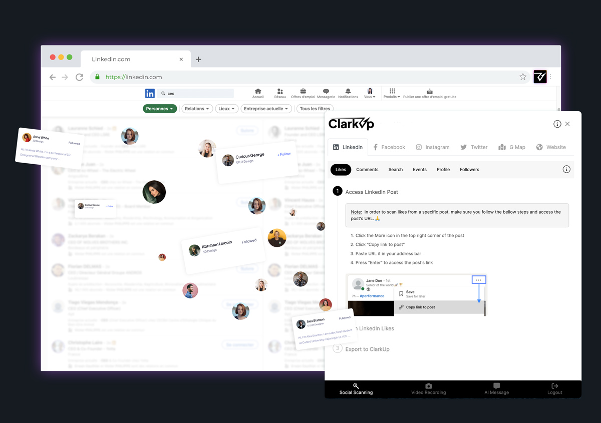ClarkUp importer des prospects depuis linkedin